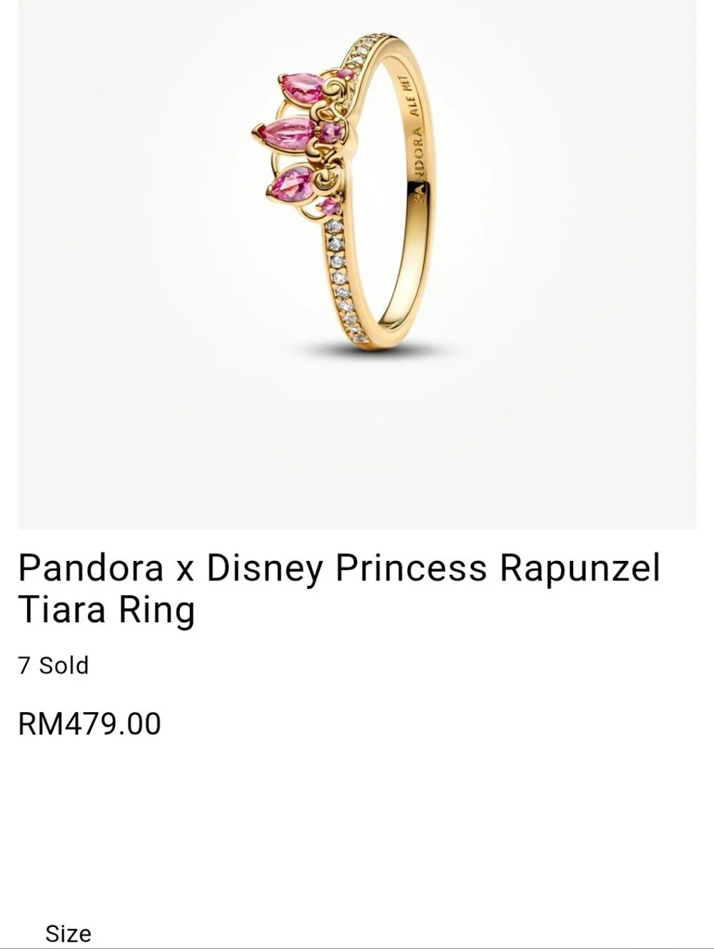 Pandora X Disney Princess Rapunzel Ring 8.5